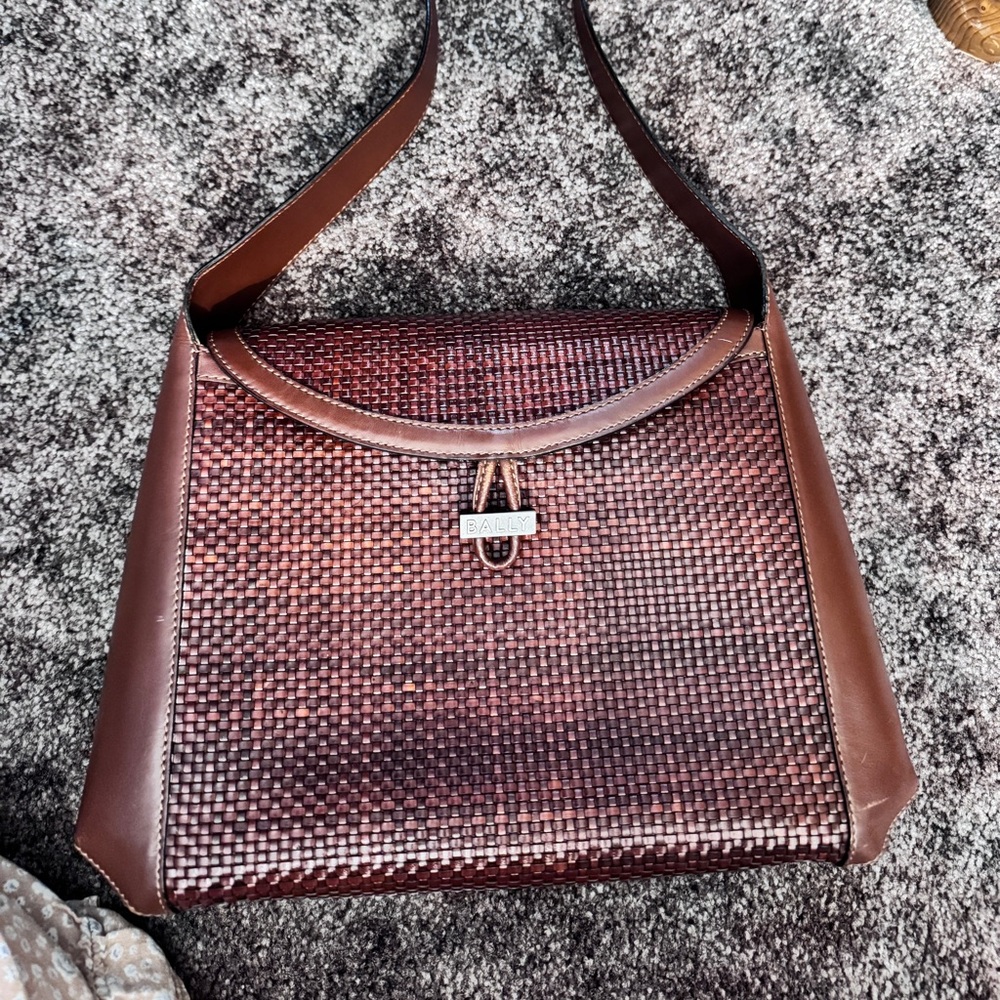 Bally in Rich Brown Woven Shoulder Bag Late 90s/ Early 20s